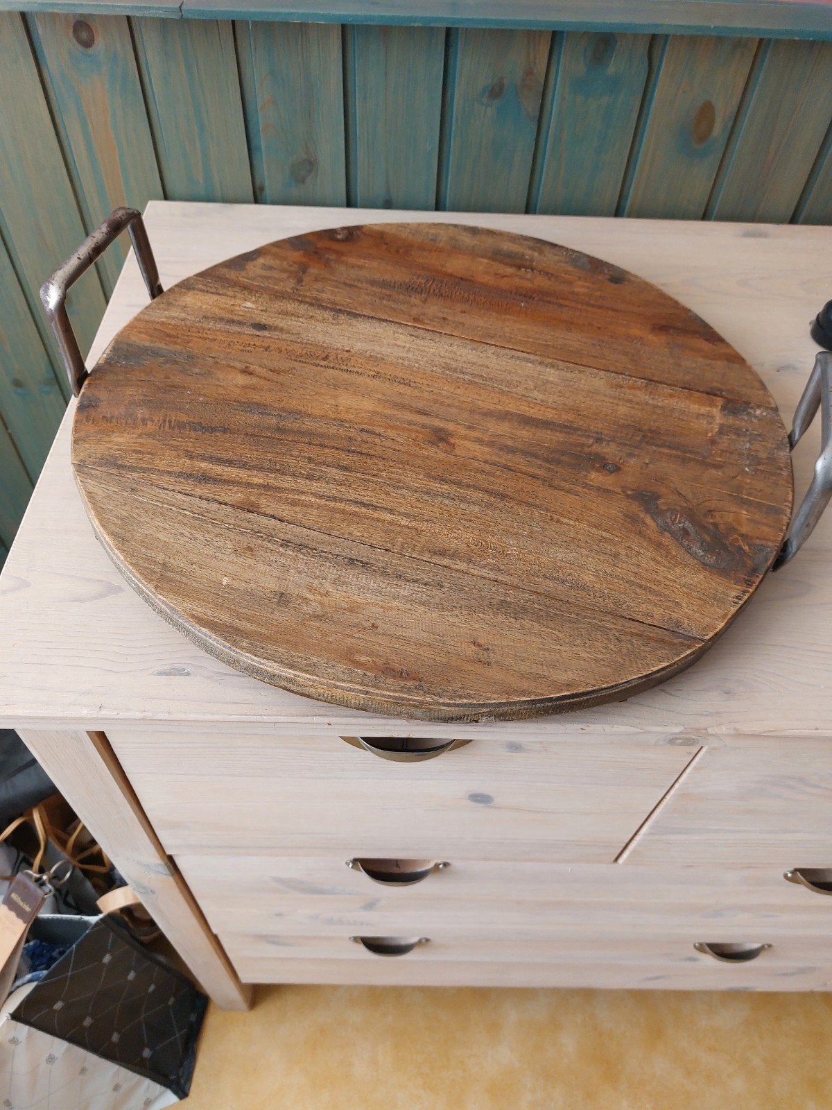 Teak houten decoratie bord, Ophalen, Rond, Teakhout