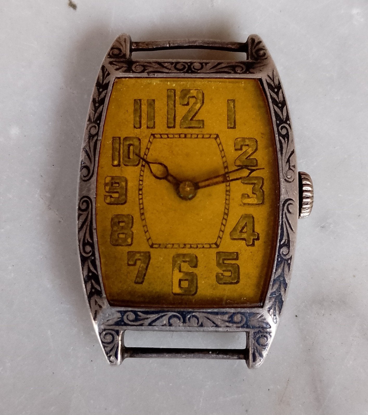 Massief zilver Art Deco herenhorloge, Sieraden, Tassen en Uiterlijk, Horloges | Antiek, Overige merken, 1900 tot 1930, Polshorloge