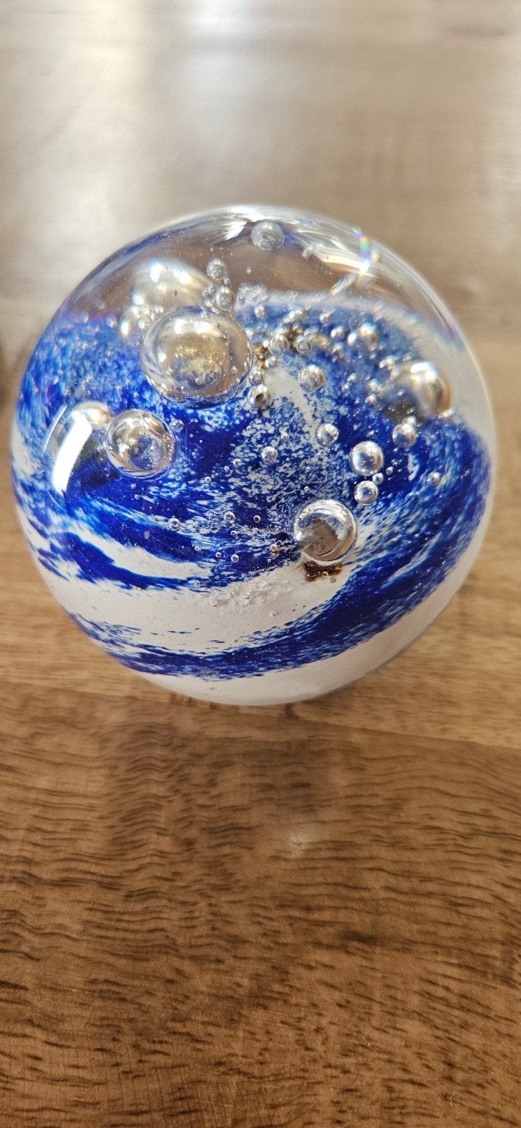 Glazen briefopener met blauw en wit design, Ophalen of Verzenden