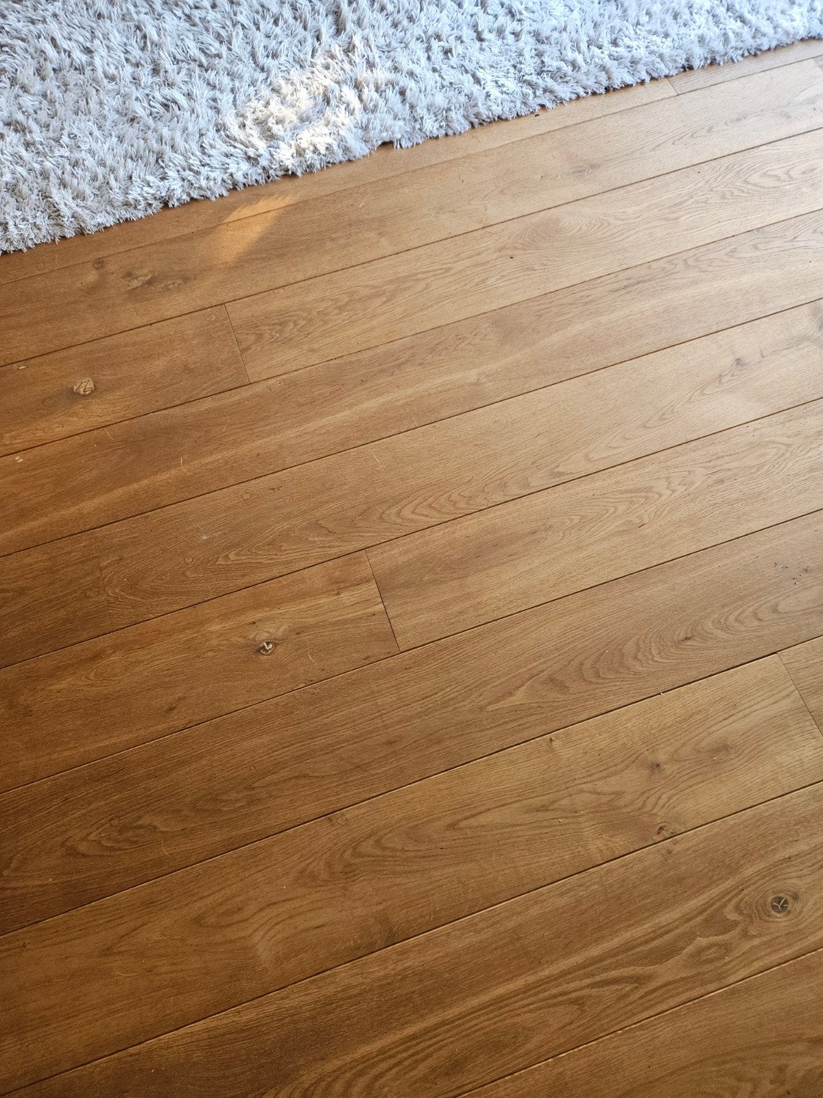 Eiken houten vloer 19m2 (massief) - Goede staat, lichte vlek, Ophalen, Gebruikt, Vloerdelen of -planken, 10 m² of meer