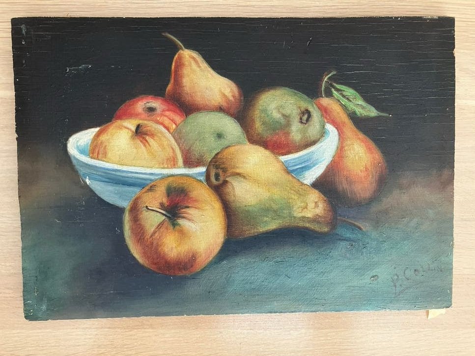 Schilderij olieverf op paneel stilleven P. Collin, Ophalen of Verzenden