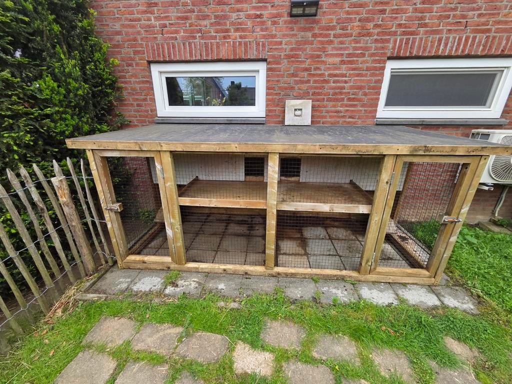 XXL duo groot konijnenhok, Dieren en Toebehoren, Knaagdieren en Konijnen | Hokken en Kooien, Gebruikt, Hok, 90 cm of meer, 110 cm of meer