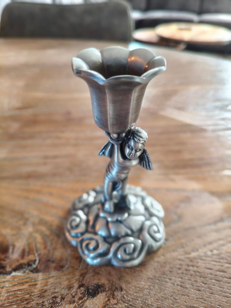 Engelen kandelaar - Vintage metaal, Ophalen of Verzenden, Overige materialen