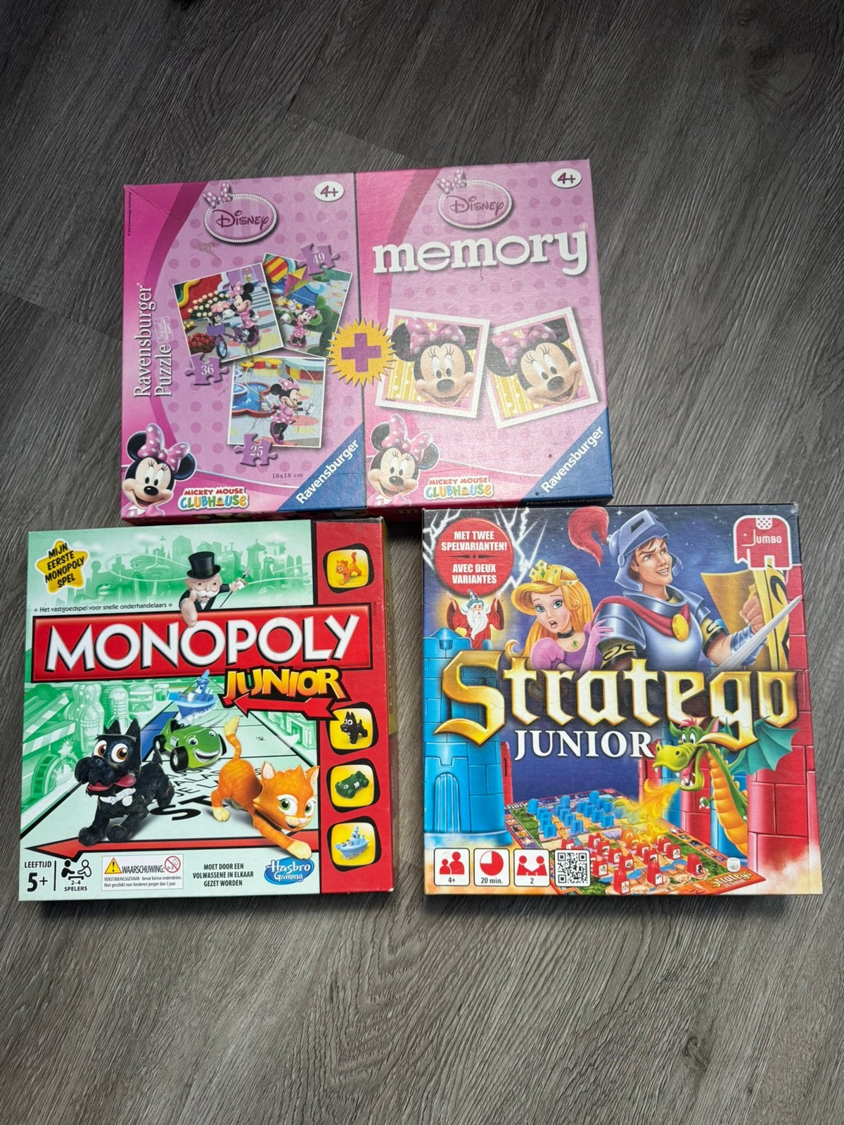 Stratego junior - monopoly junior - disney memory, Ophalen of Verzenden, Zo goed als nieuw