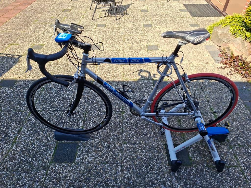 Racefiets Jan Jansen met Elite trainer Klaar voor de start!, Fietsen en Brommers, Fietsen | Racefietsen, 28 inch, Gebruikt, Aluminium