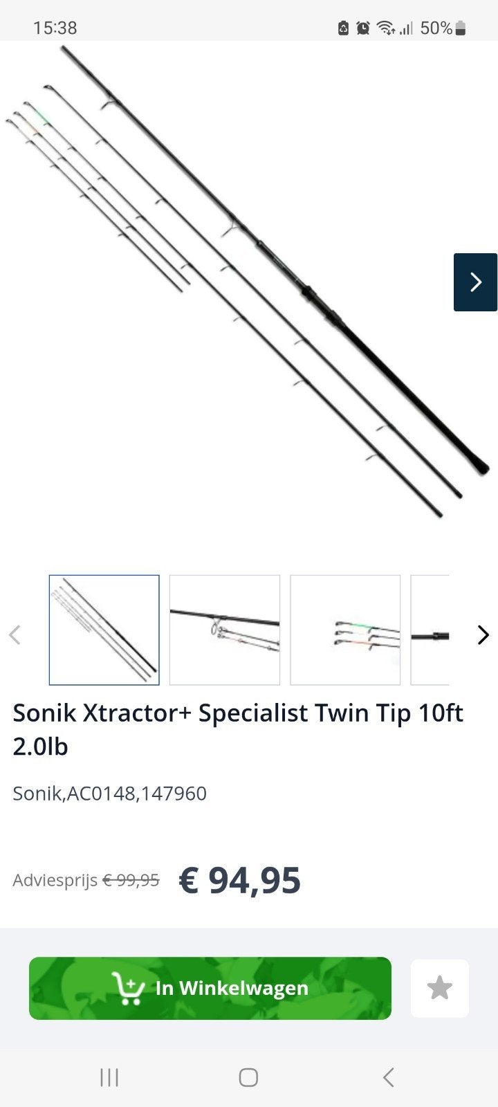 Sonik Xtractor+ Specialist Twin Tip 10ft 2.0lb feeder, Ophalen of Verzenden, Zo goed als nieuw, Complete hengel