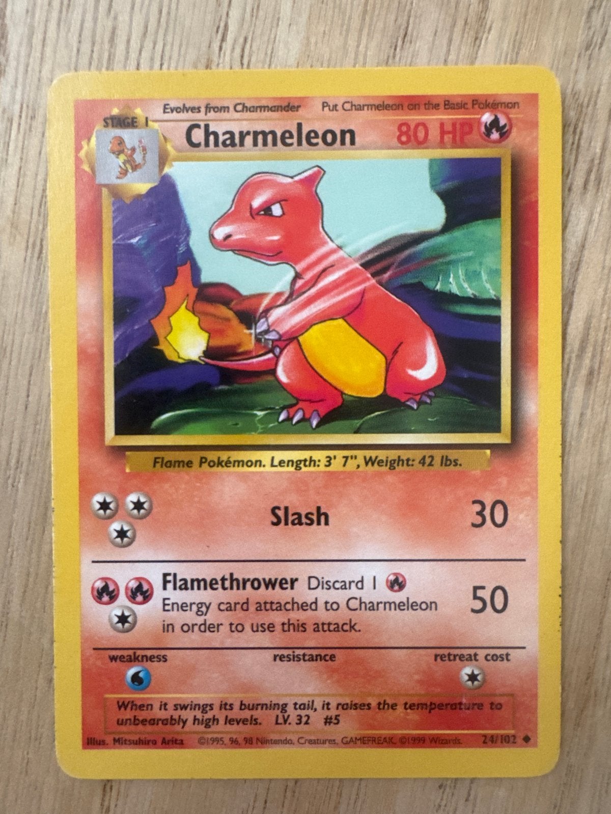 Charmeleon Pokémon Kaart (Base Set 24/102) - Vintage, Ophalen of Verzenden, Losse kaart