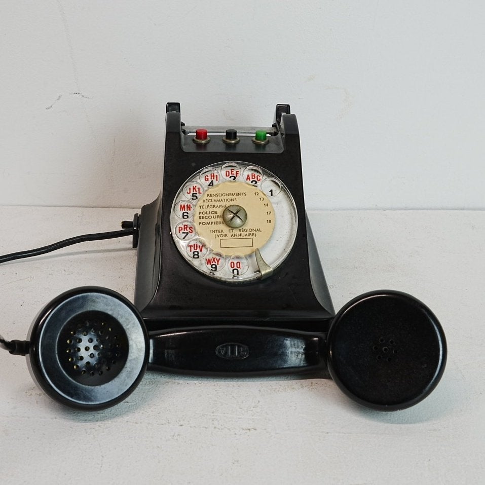 Vintage bakeliet Franse PTT Telefoon met Draaischijf., Telecommunicatie, Ophalen of Verzenden, Gebruikt, Bakeliet
