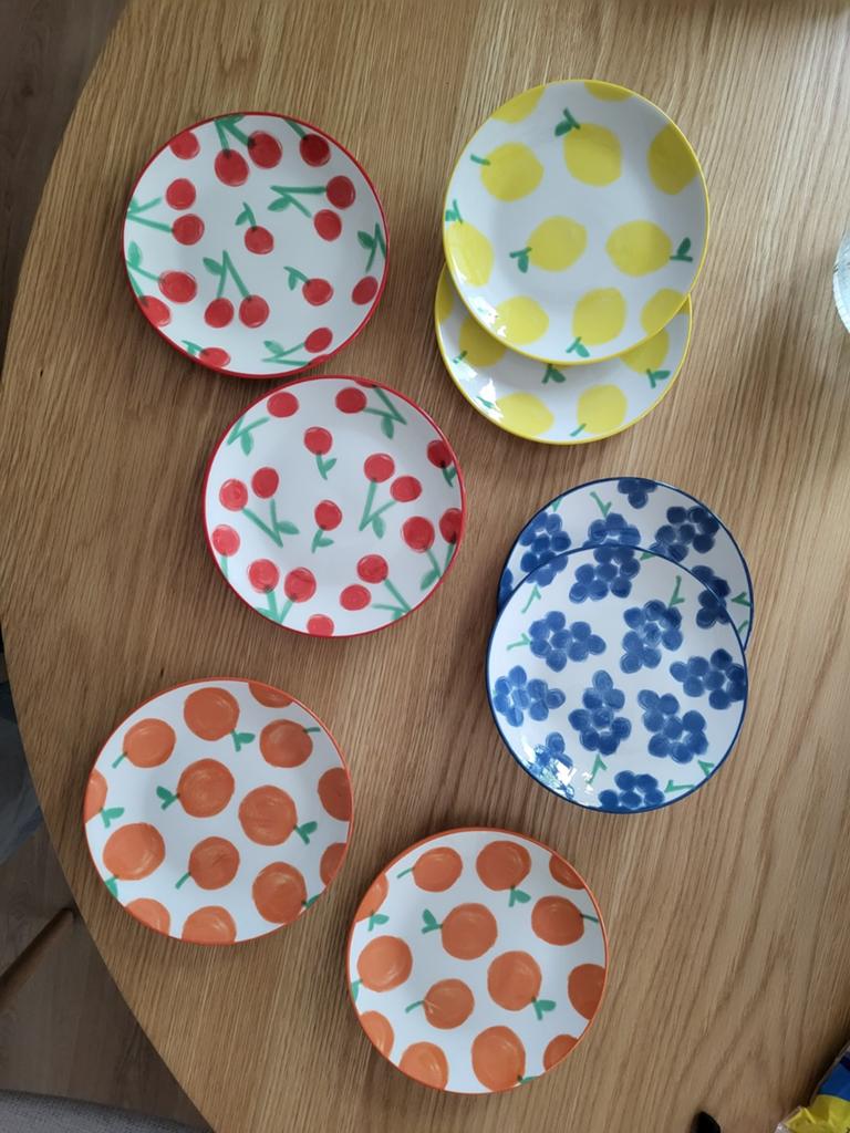 Gebaksbordjes fruit, Huis en Inrichting, Ophalen, Zo goed als nieuw, Bord(en), Overige stijlen