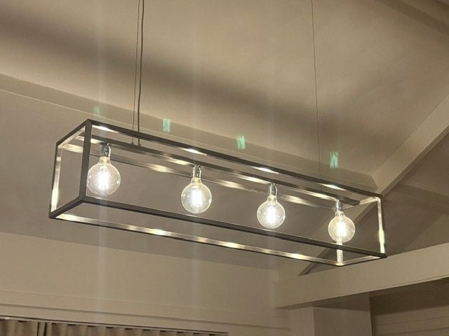 Te koop een design plafond hanglamp RVS in goede staat., Ophalen, Zo goed als nieuw, Metaal, Minder dan 50 cm