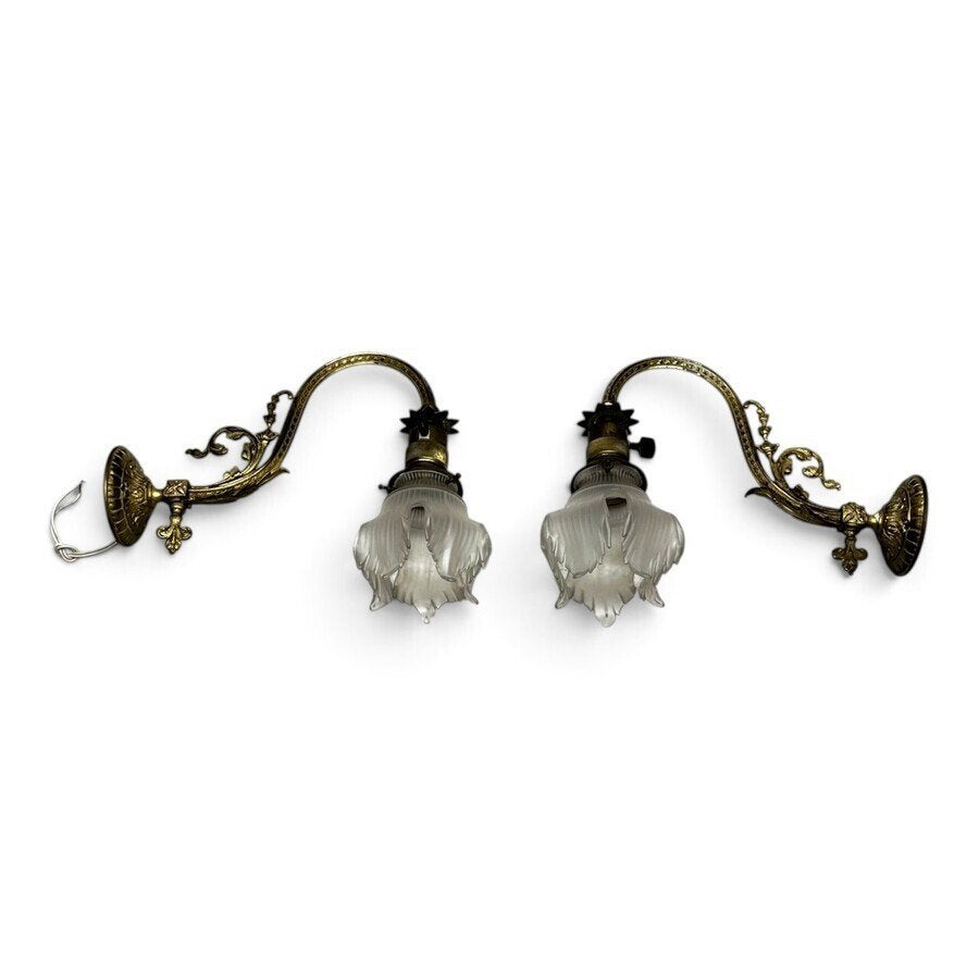 Franse wandlampen met florale decoraties, Ophalen of Verzenden