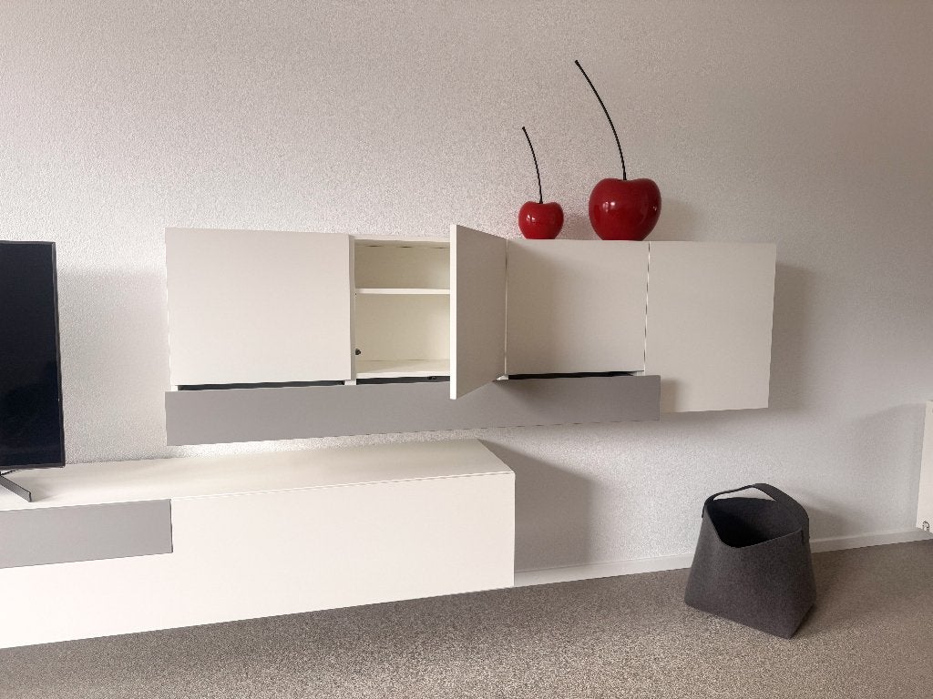 Dressoir 'CASTELIJN' wit met warmgrijs, Ophalen, Zo goed als nieuw, 25 tot 50 cm, 150 tot 200 cm