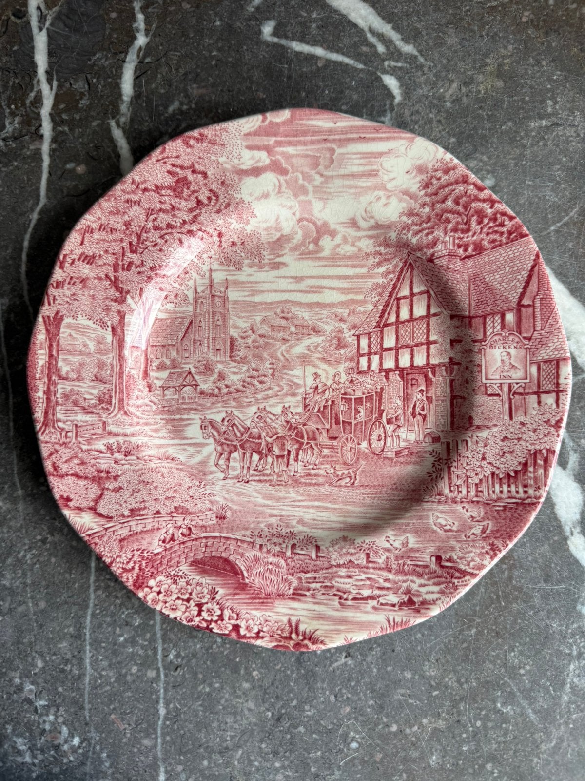 Vintage Furnivals Staffordshire Ltd bord, Dickens coaching, Antiek en Kunst, Ophalen of Verzenden