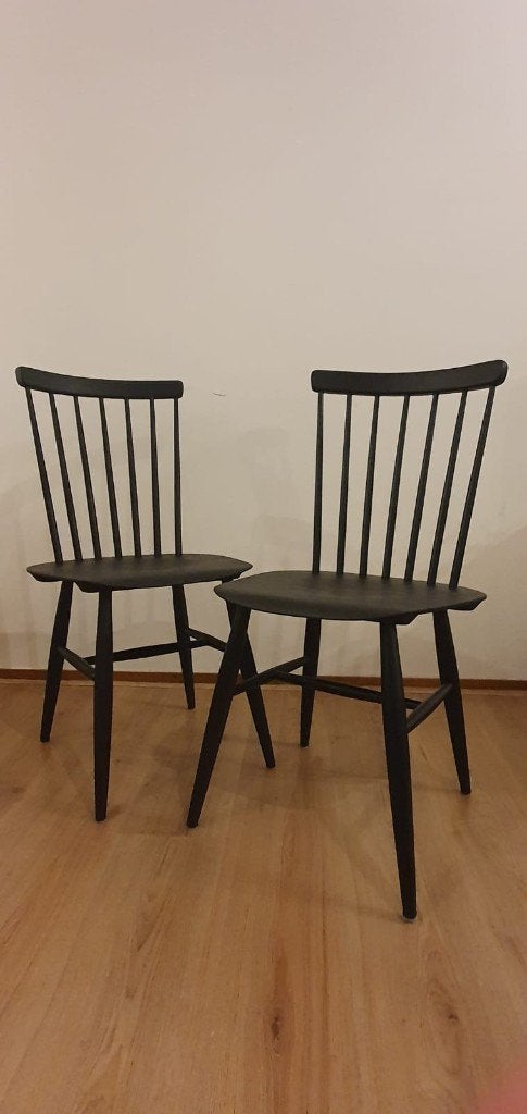 Edsby Verken Stoelen 2 stuks spijlstoelen klein, Ophalen, Gebruikt, Zwart, Twee