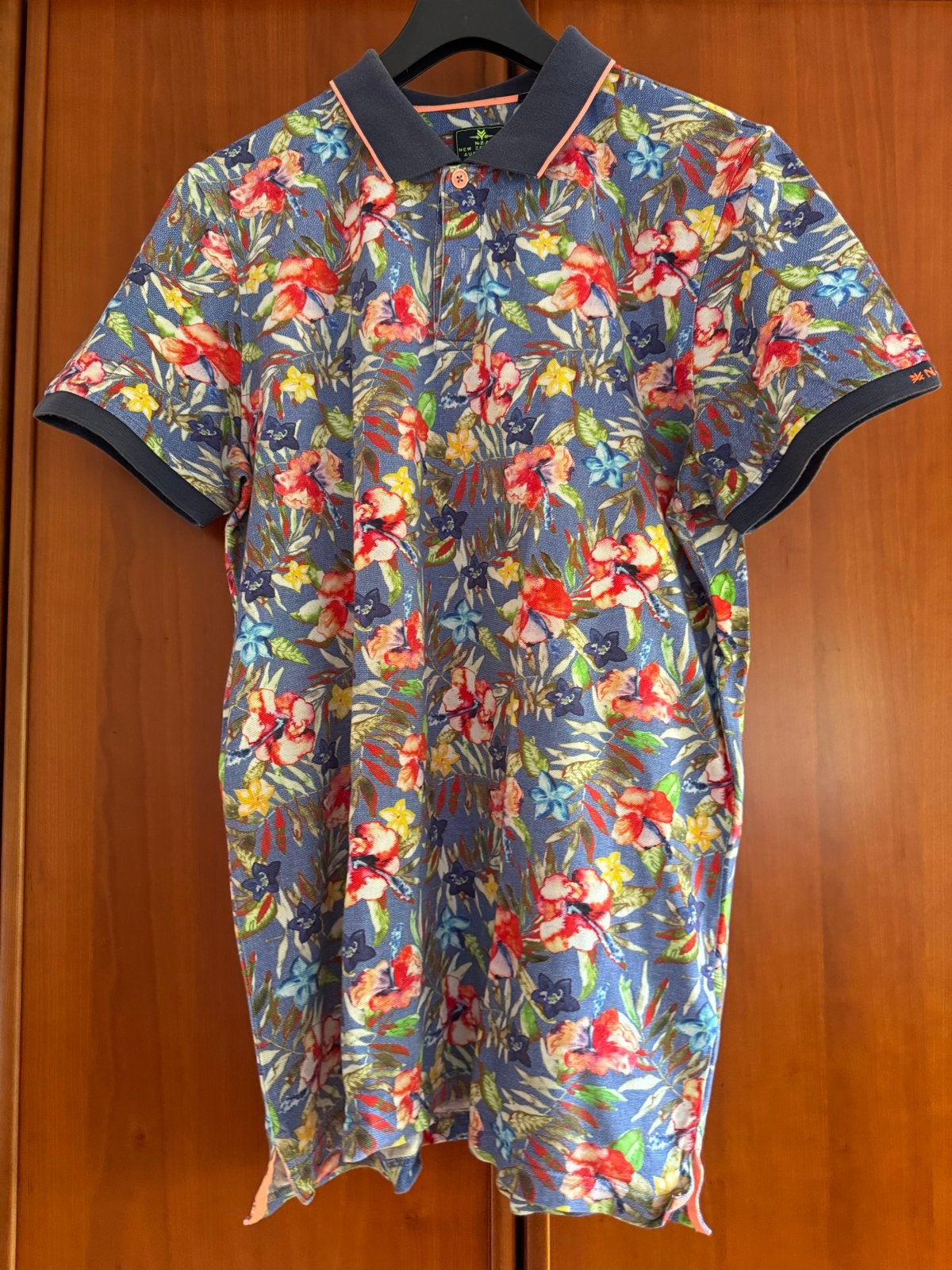 N.Z.A. New Zealand Auckland Polo Shirt - Bloemenprint, Kleding | Heren, Polo's, Ophalen of Verzenden, Gedragen, Maat 56/58 (XL)