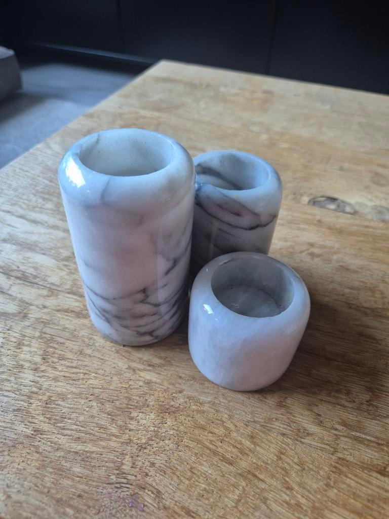 Vintage Marmeren Kaarsenhouders, Huis en Inrichting, Woonaccessoires | Kandelaars en Kaarsen, Ophalen of Verzenden, Overige materialen