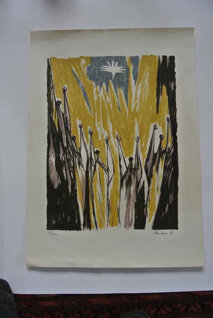 wally elenbaas litho 7 zonder titel., Antiek en Kunst, Ophalen of Verzenden
