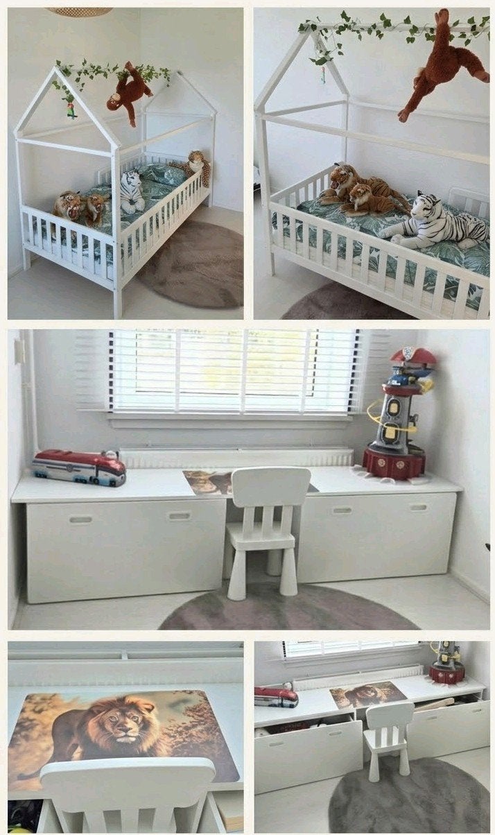 Compleet kinderkamer bed + speeltafel bureau + stoel, Ophalen, Zo goed als nieuw, Jongetje of Meisje