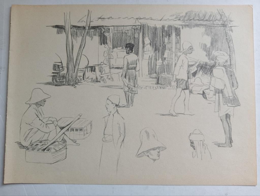 Gabrielse prent Nederlands Indië, Ophalen of Verzenden, 1940 tot 1960, Gebruikt, Overige onderwerpen