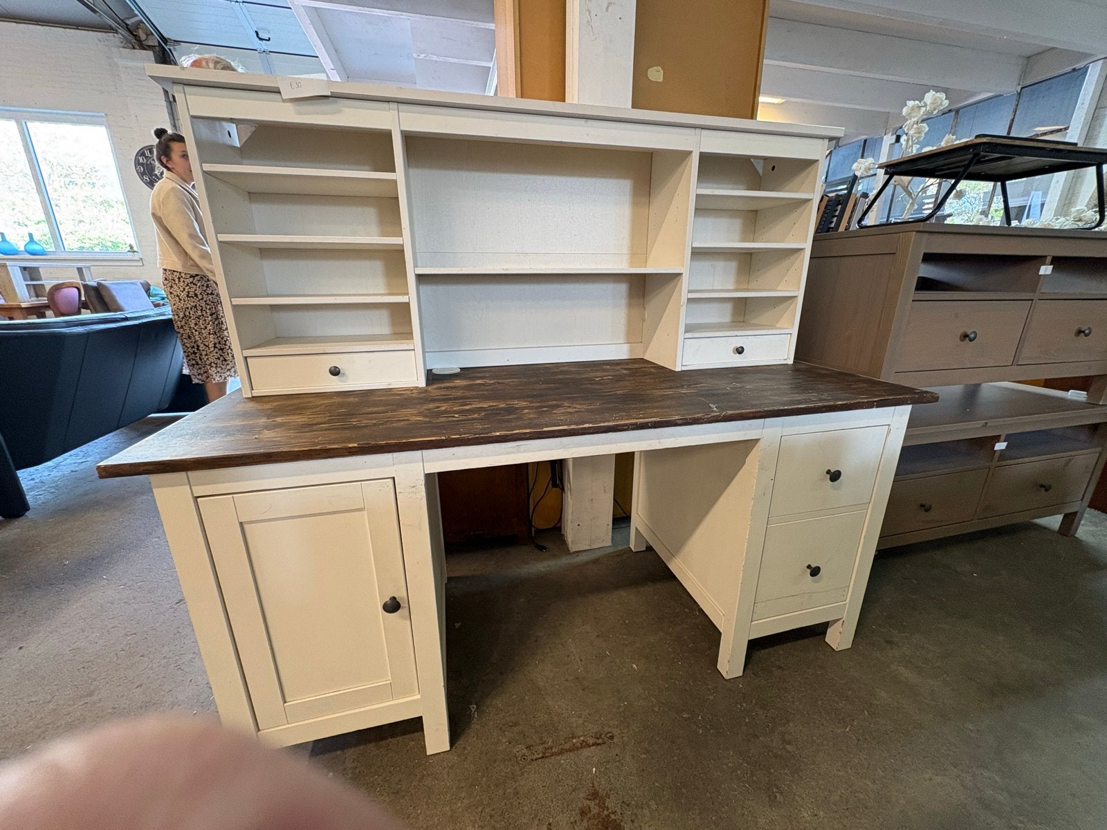 Leuk bureau met opzetstuk - 160x65x137 cm, Ophalen, Opbergruimte, Gebruikt, Hout