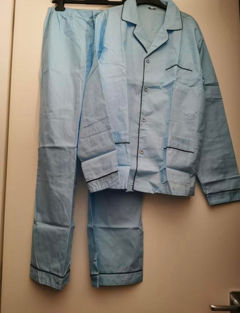 Lichtblauwe katoenen heren pyjama, HEMA, maat 46/48, Kleding | Heren, Ophalen of Verzenden, Nieuw, Maat 48/50 (M)