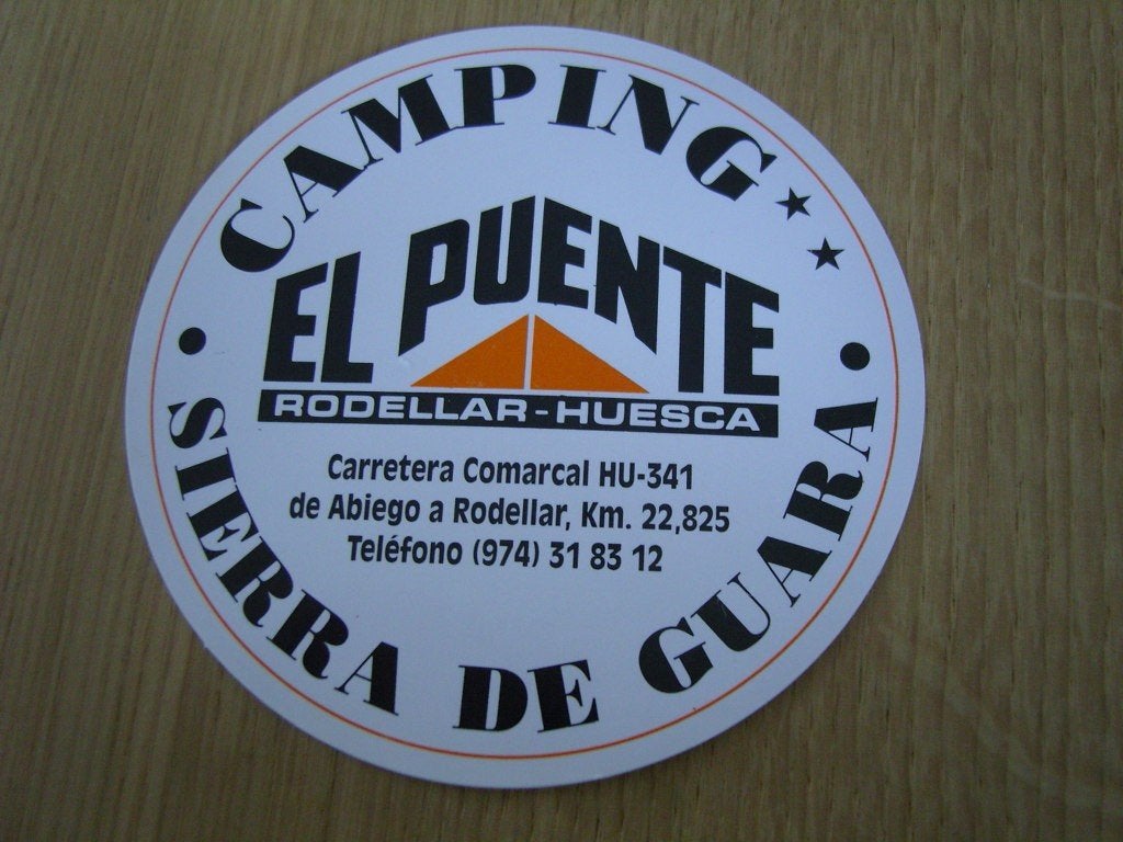 sticker spanje camping EL PUENTE sierra de guara, Ophalen, Zo goed als nieuw