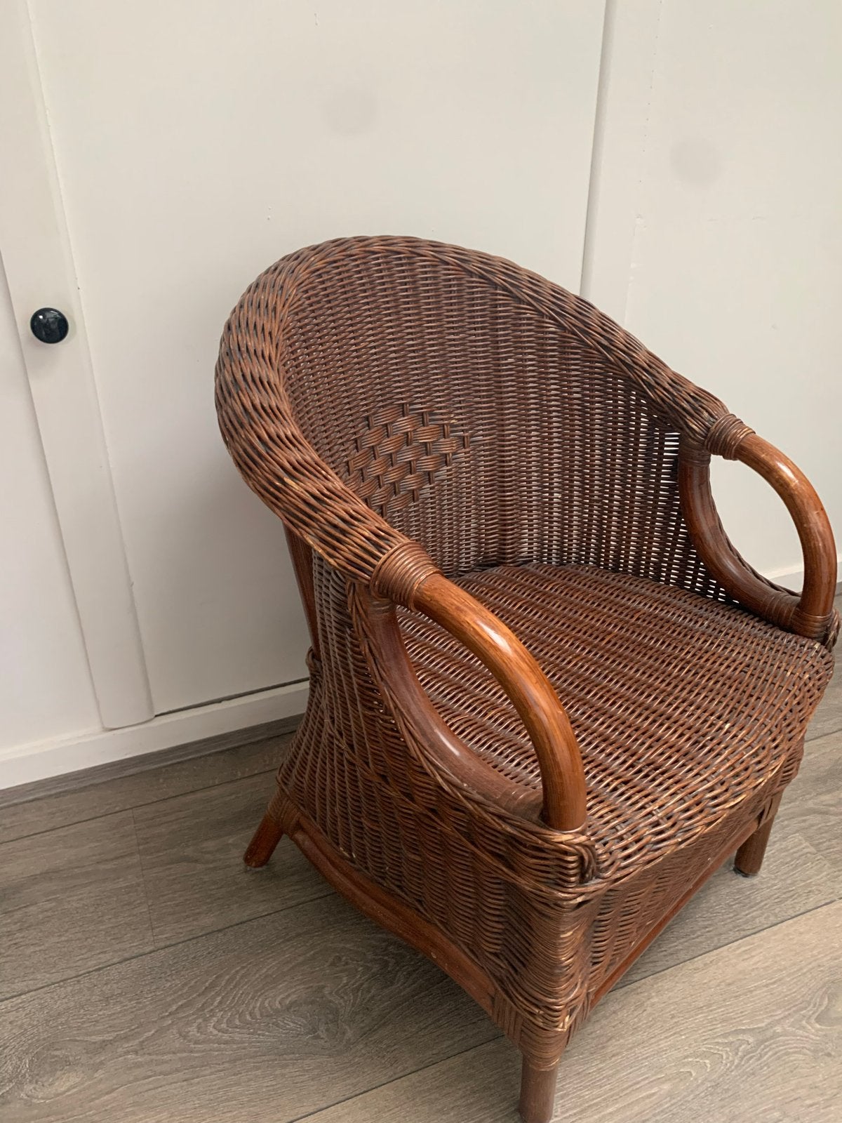 Vintage rotan kinderstoel - Bruin, Huis en Inrichting, Stoelen, Gebruikt, Eén, Riet of Rotan, Bruin, Ophalen of Verzenden