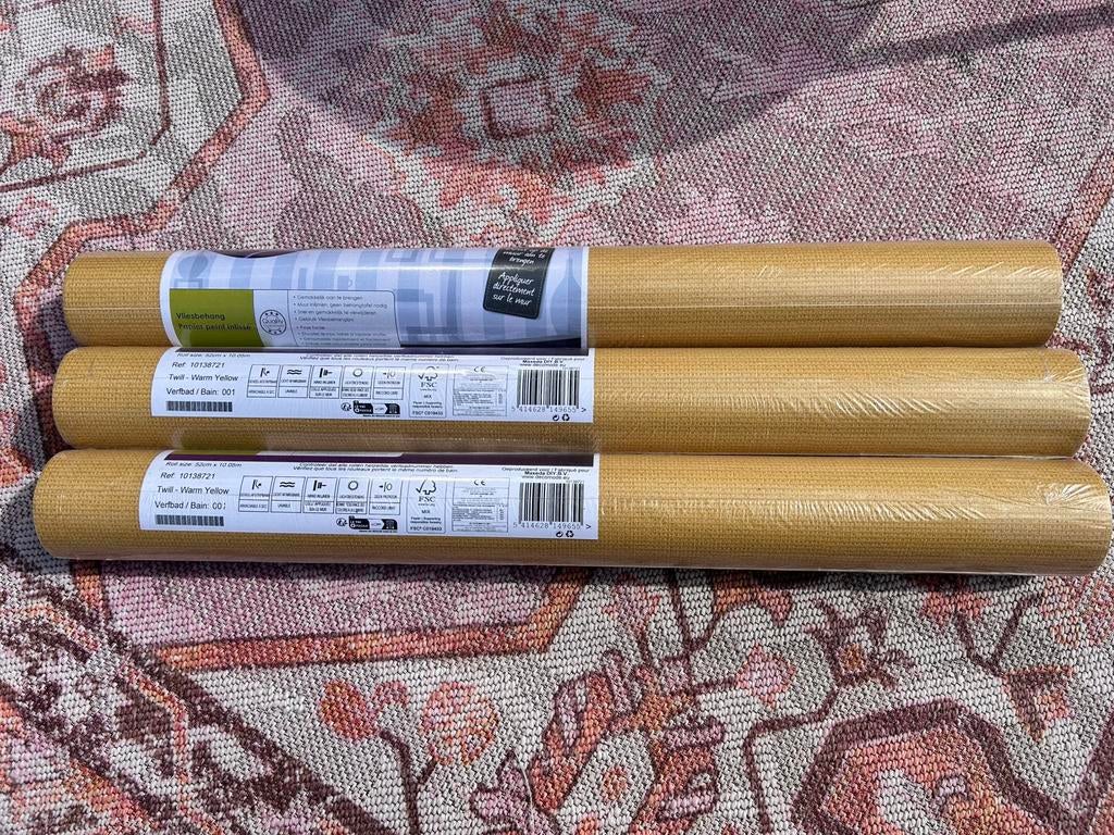 3 rollen vliesbehang, Ophalen, Minder dan 10 m², Geel