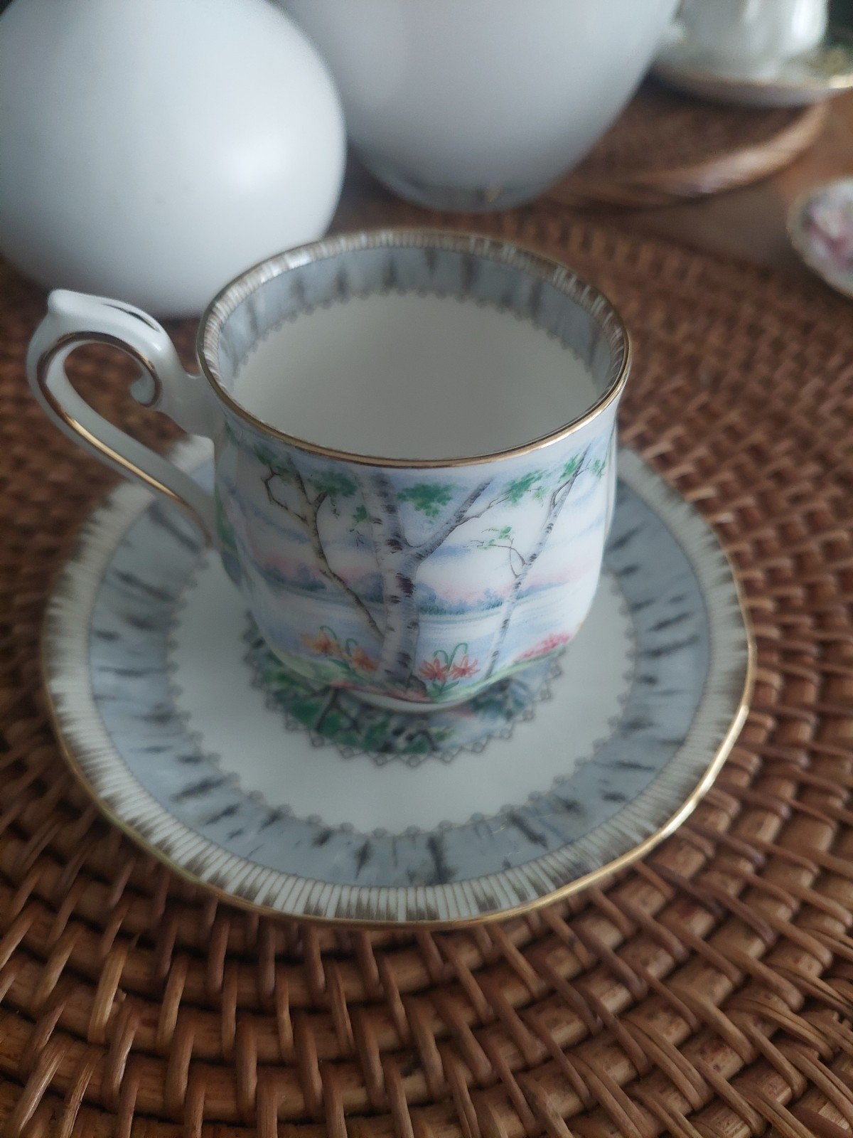 Royal Albert "Silver Birch" Theekop en Schotel, Antiek en Kunst, Antiek | Servies los, Ophalen