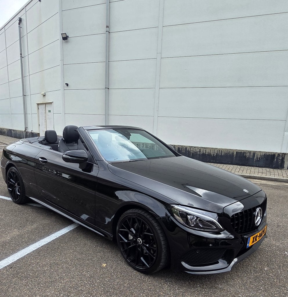 Mercedes-Benz C-Klasse C200 184pk 9G-TRONIC 2017 Zwart, Auto's, 1800 kg, 4 cilinders, Cabriolet, 4 stoelen
