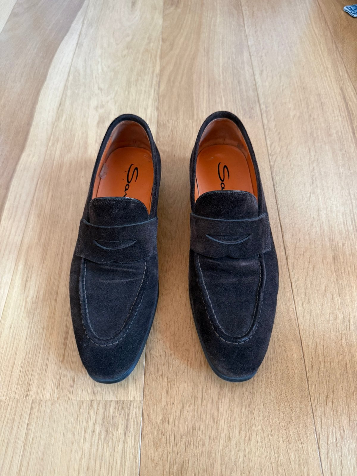Santoni suede penny loafer maat 40, Ophalen of Verzenden, Zo goed als nieuw, Loafers