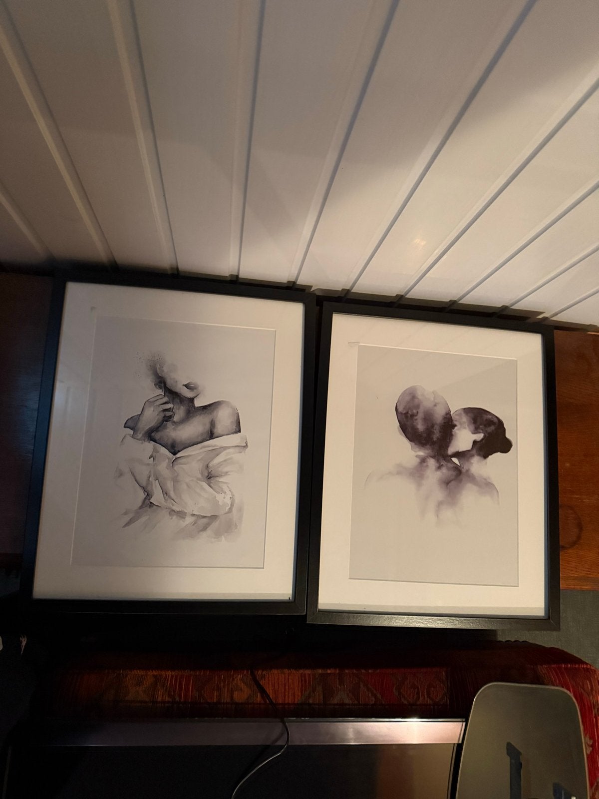 Set van 2 ingelijste abstracte kunstprints, Antiek en Kunst, Kunst | Schilderijen | Klassiek, Ophalen, Abstract, Portret of Personen