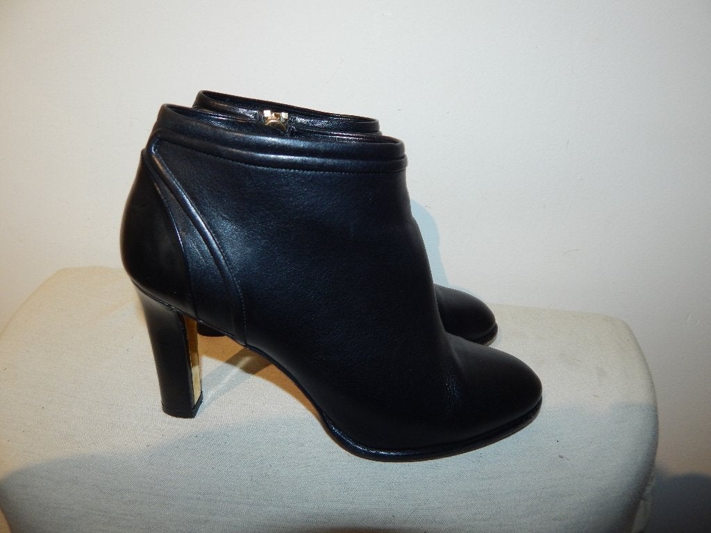 Salvatore Ferragamo leren enkel laarsjes hak deels goud 37.5