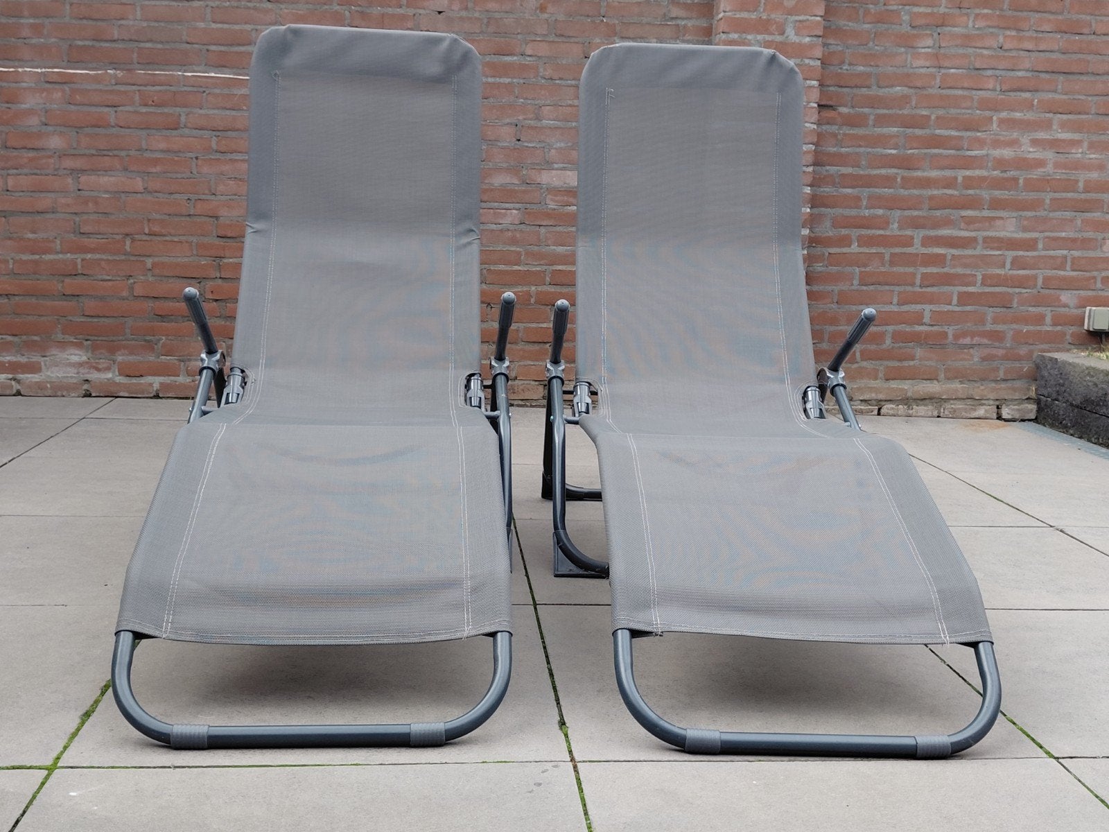 2x Ligstoel - Verstelbaar en Inklapbaar, Tuin en Terras, Ophalen, Gebruikt, Textileen, Inklapbaar