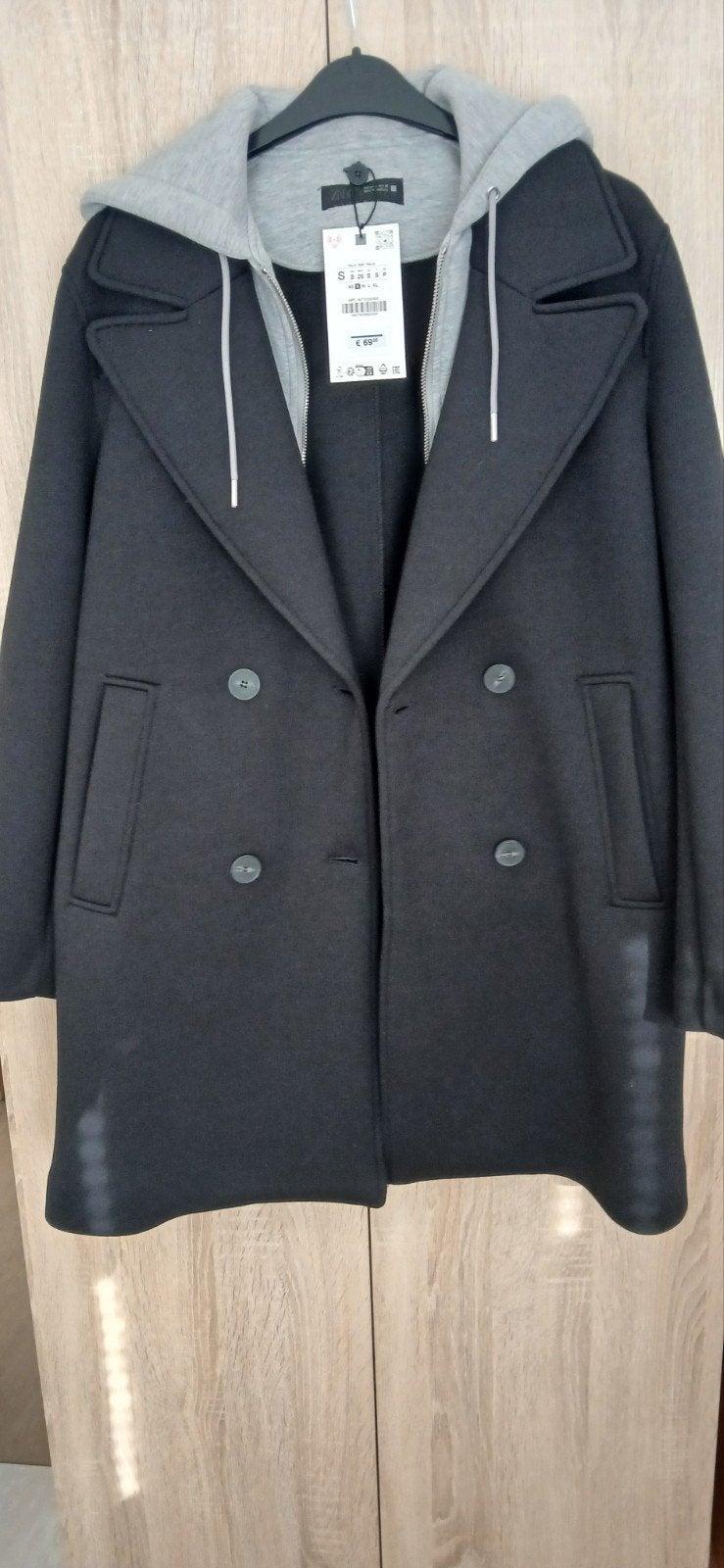 Nieuwe zwarte lange zara scuba jas met capuchon mt s, Zara, Ophalen of Verzenden, Nieuw, Zwart