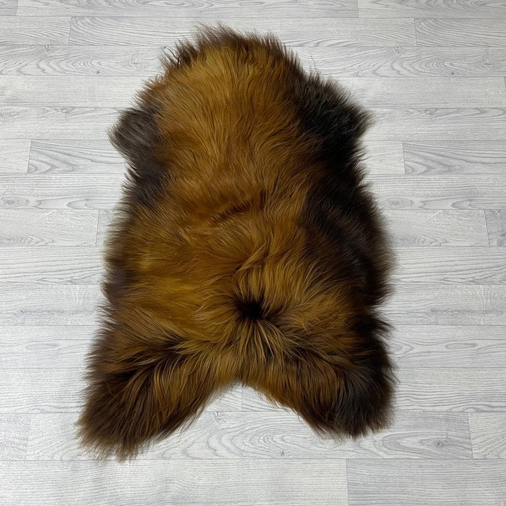 Schapenvacht IJslands bruin wit 100x65cm #1223 | Lederstore, Landelijk, modern, Scandinavisch, industrieel, 100 tot 150 cm, Nieuw