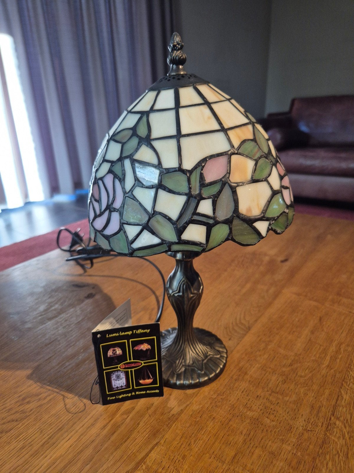 Tiffany Tafellamp met Rozenmotief - Lumi-Lamp, Ophalen, Gebruikt, Tiffany lamp, Met schakelaar