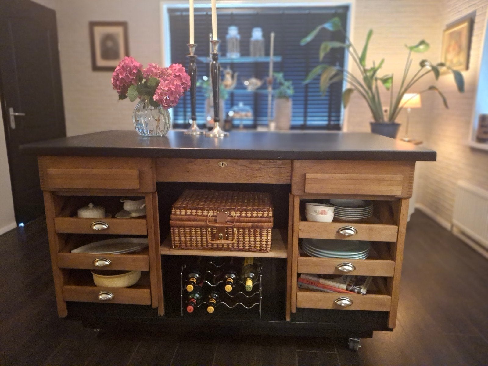 Robuust vintage 'Keuken' eiland - Toonbank  - Roomdivider, Ophalen
