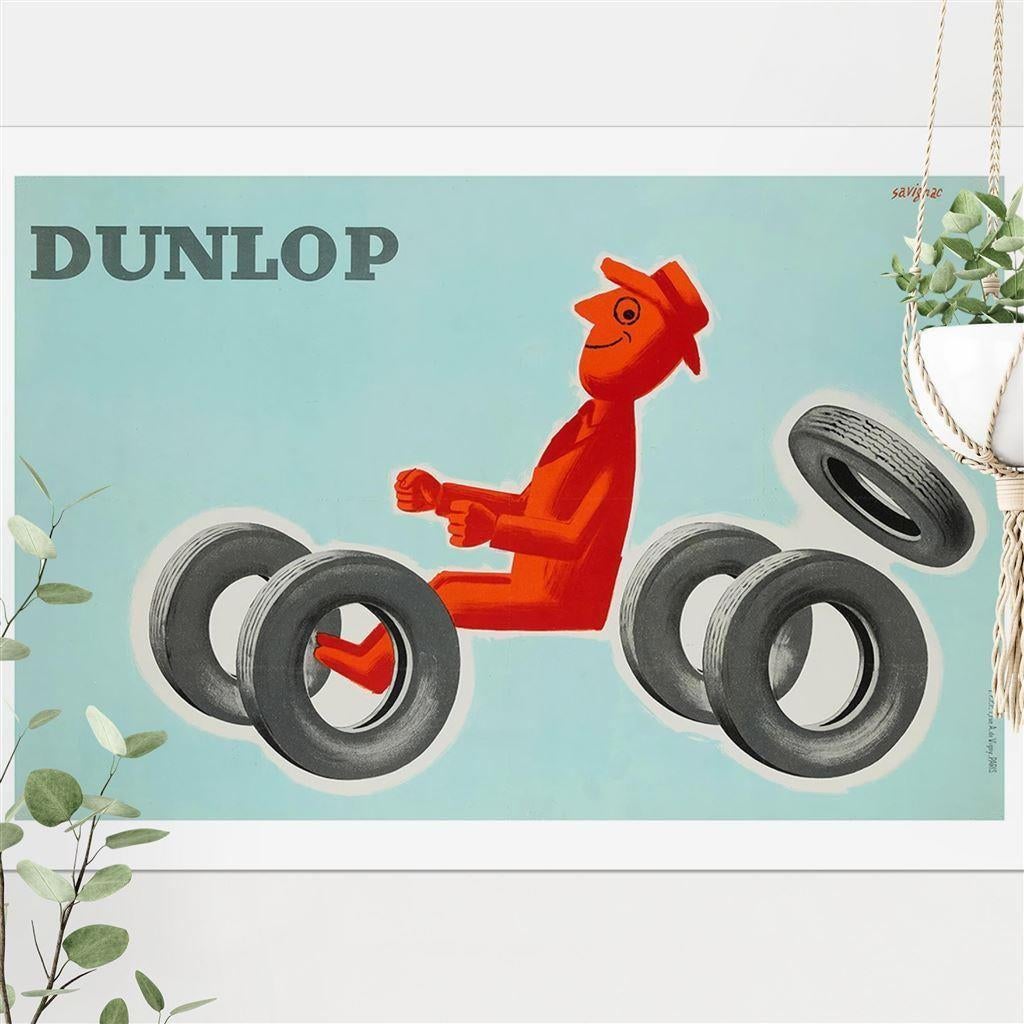 DUNLOP banden Art Deco Vintage Affiche Poster, Verzamelen, Verzenden, Nieuw, Auto's