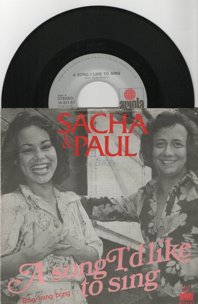 Sacha & Paul – A Song I'd Like To Sing, Ophalen of Verzenden, Gebruikt, 7 inch, Pop