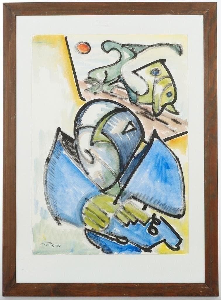 Quintus Jan Telting (1931-2003) MIxed Media, Verzenden, Gemengde techniek, Abstract