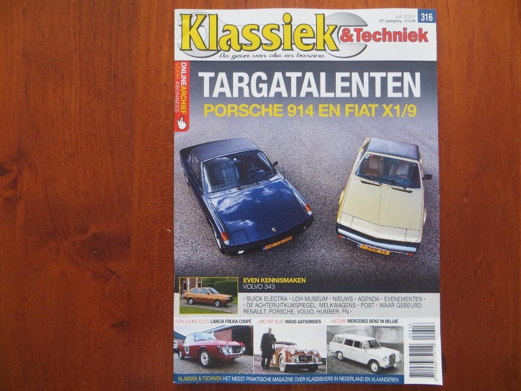 Klassiek & Techniek 316 Porsche 914, Fiat X1/9, Volvo 343 DL, Boeken, Ophalen of Verzenden, Nieuw, Porsche