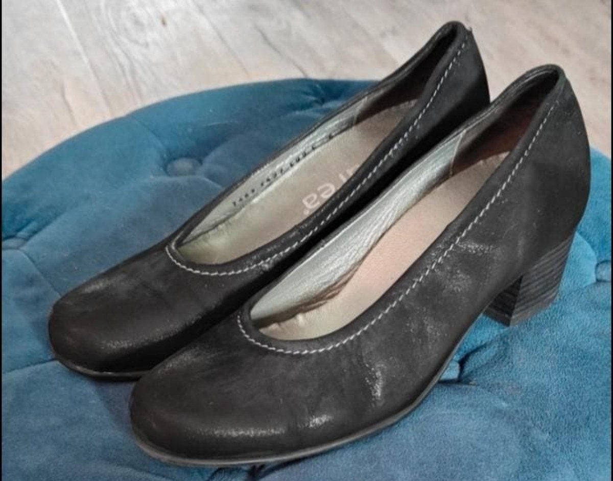 Zwarte Durea pumps met subtiele glitter maat 38, Ophalen of Verzenden, Zo goed als nieuw, Zwart