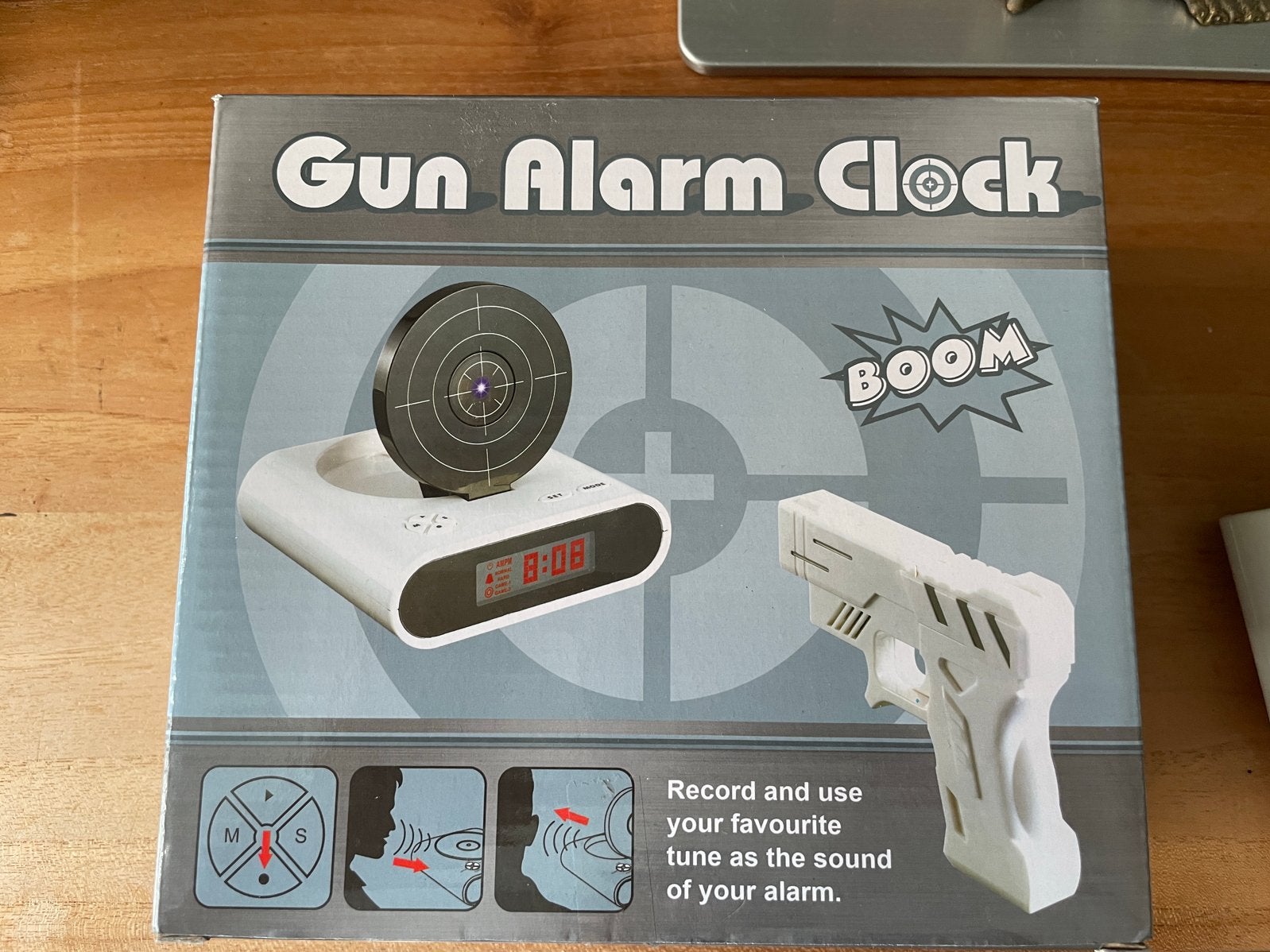 Gun Alarm Clock - Wekker met schietspel, Wit, Ophalen of Verzenden, Zo goed als nieuw, Overige typen