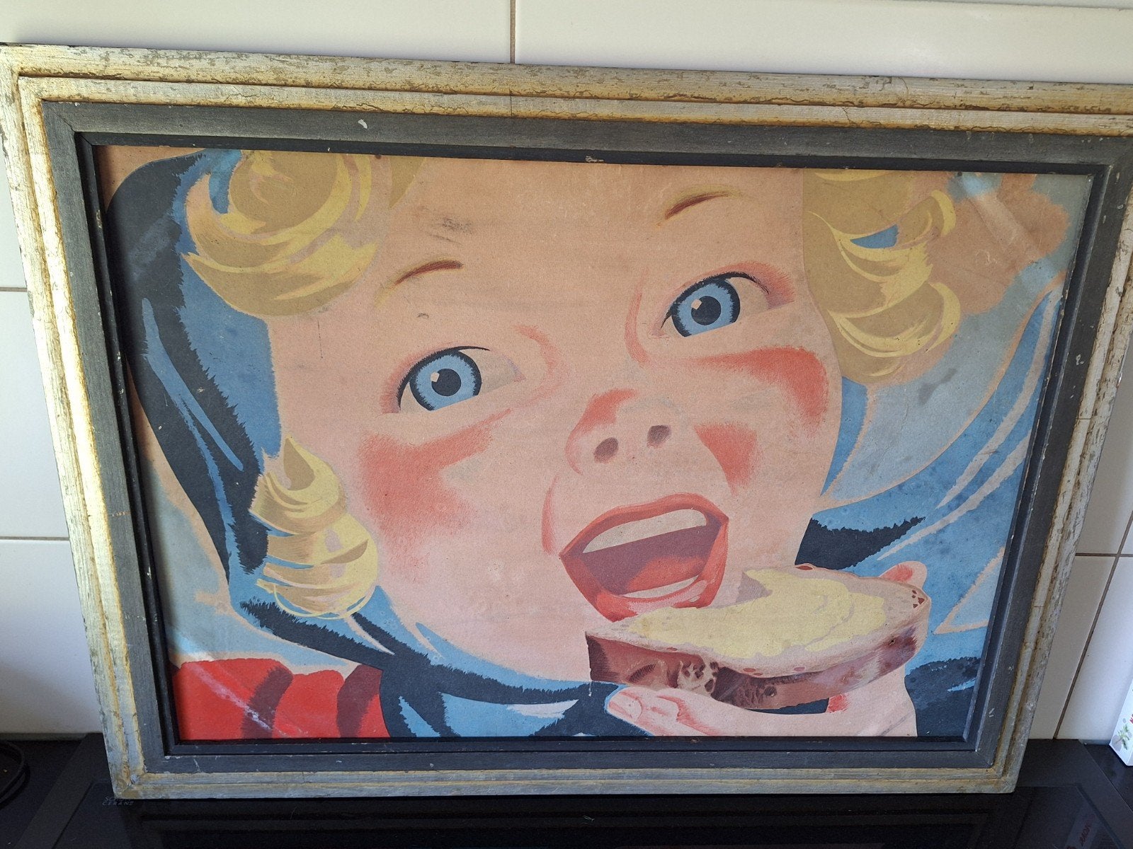 Vintage Blue Band reclameposter jaren '50 - ingelijst, Ophalen, Gebruikt, Overige typen