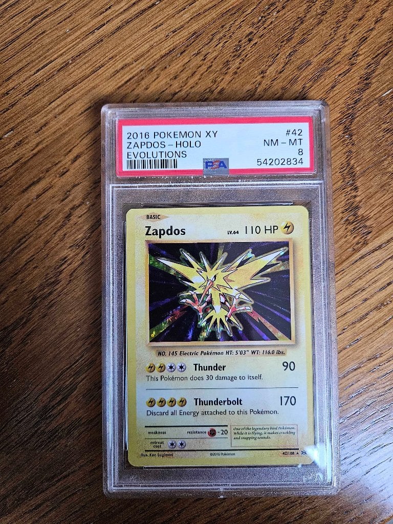Pokemonkaarten - Zapdos evolutions 42/108 PSA 8, Verzenden, Zo goed als nieuw, Losse kaart, Foil