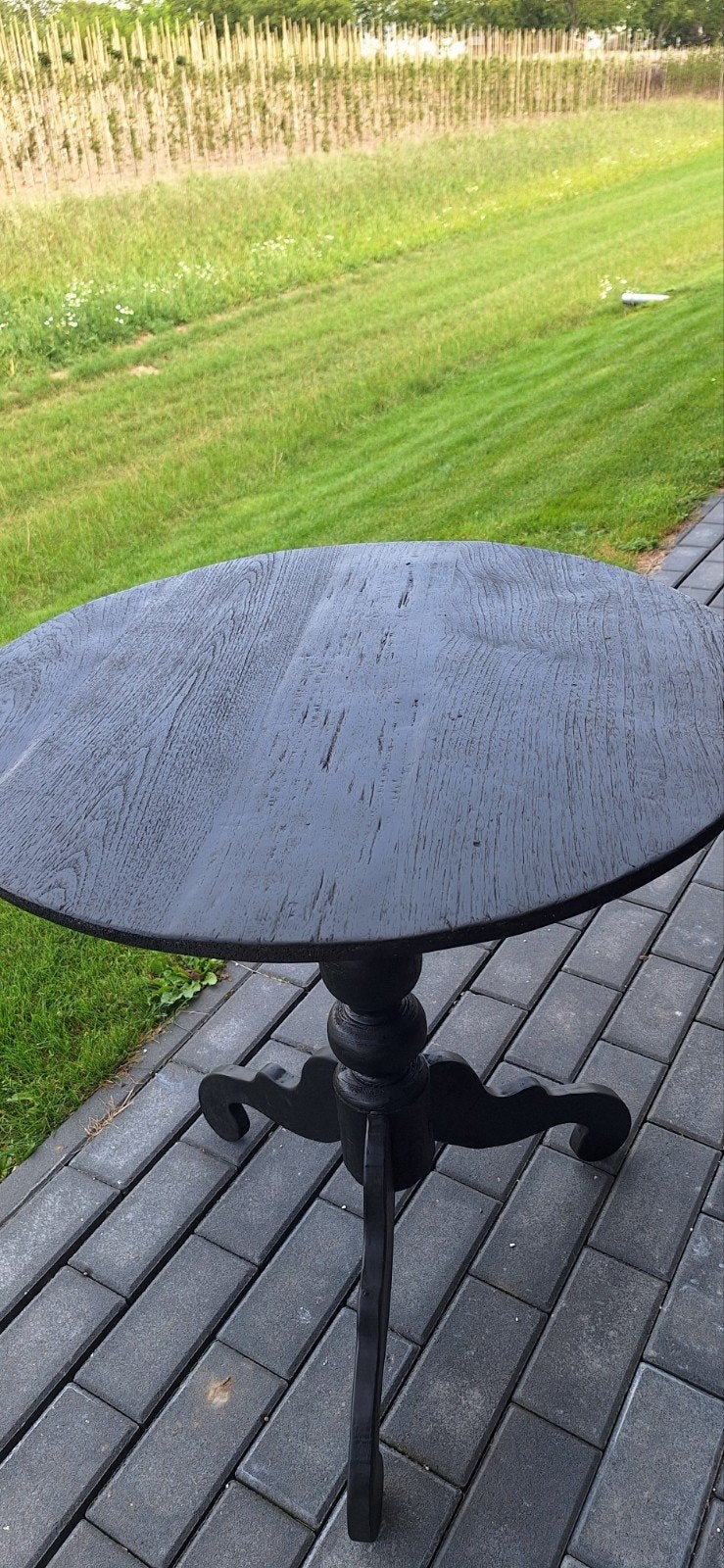 wijntafel, hout, is zwart geverfd, Ophalen of Verzenden, Rond, 60 cm of meer