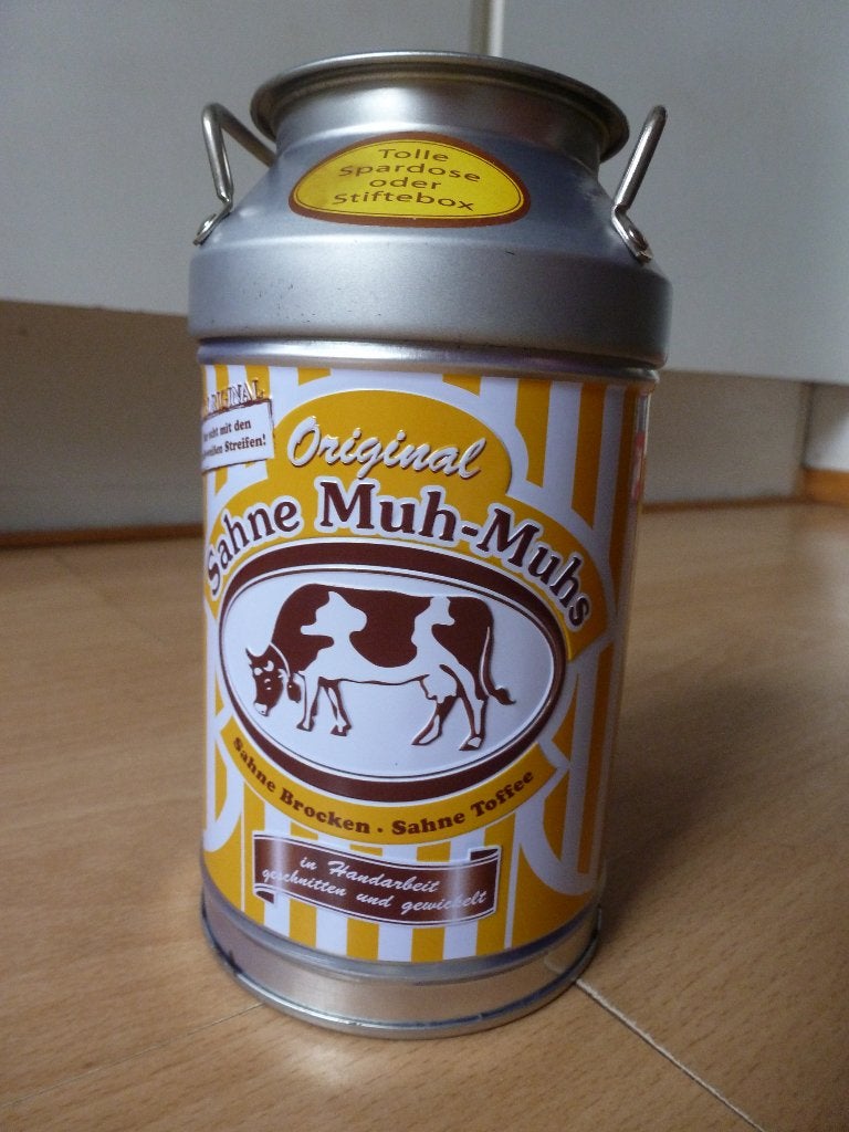 Spaarpot Original Sahne Muh-Muhs Sahne Brocken Sahne Toffee, Ophalen of Verzenden, Zo goed als nieuw, Metaal of Blik, Overige thema's