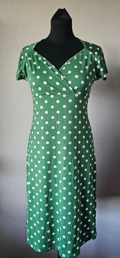 King Louie Groene Jurk met Witte Polkadots Maat S (22525), Kleding | Dames, Ophalen of Verzenden, Zo goed als nieuw, King Louie