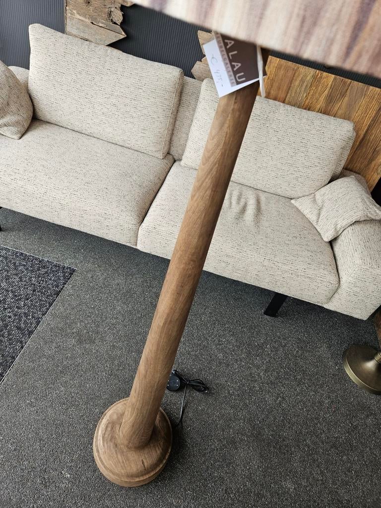 Vloerlamp hout trendy kap, Zonne-energie, Minder dan 50 watt, Staande lamp, Ophalen of Verzenden